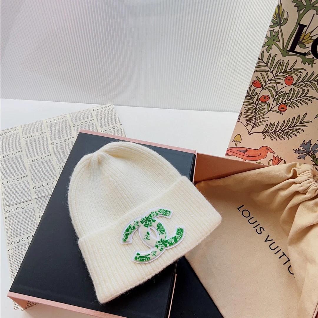 Chanel - Вязаная шапка-бини - Белая - 2