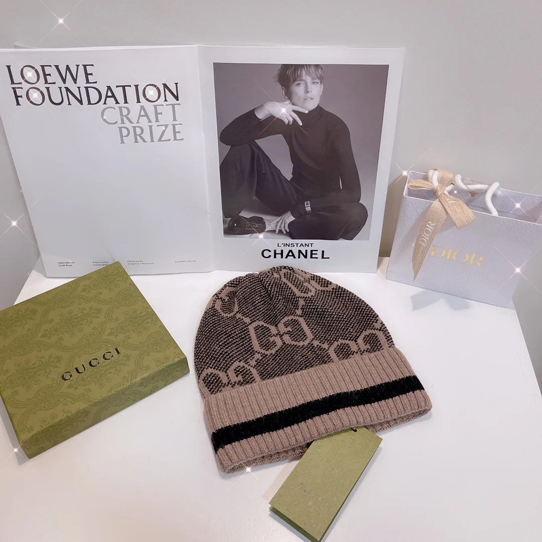 Gucci - Вязаная шапка на резинке - Абрикосовый цвет