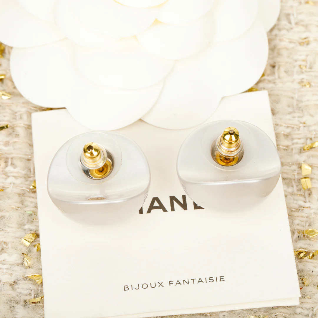 Серьги Chanel Double C с жемчугом, 25 пенсов - Черные - Розовые - В стиле Дженни - 1