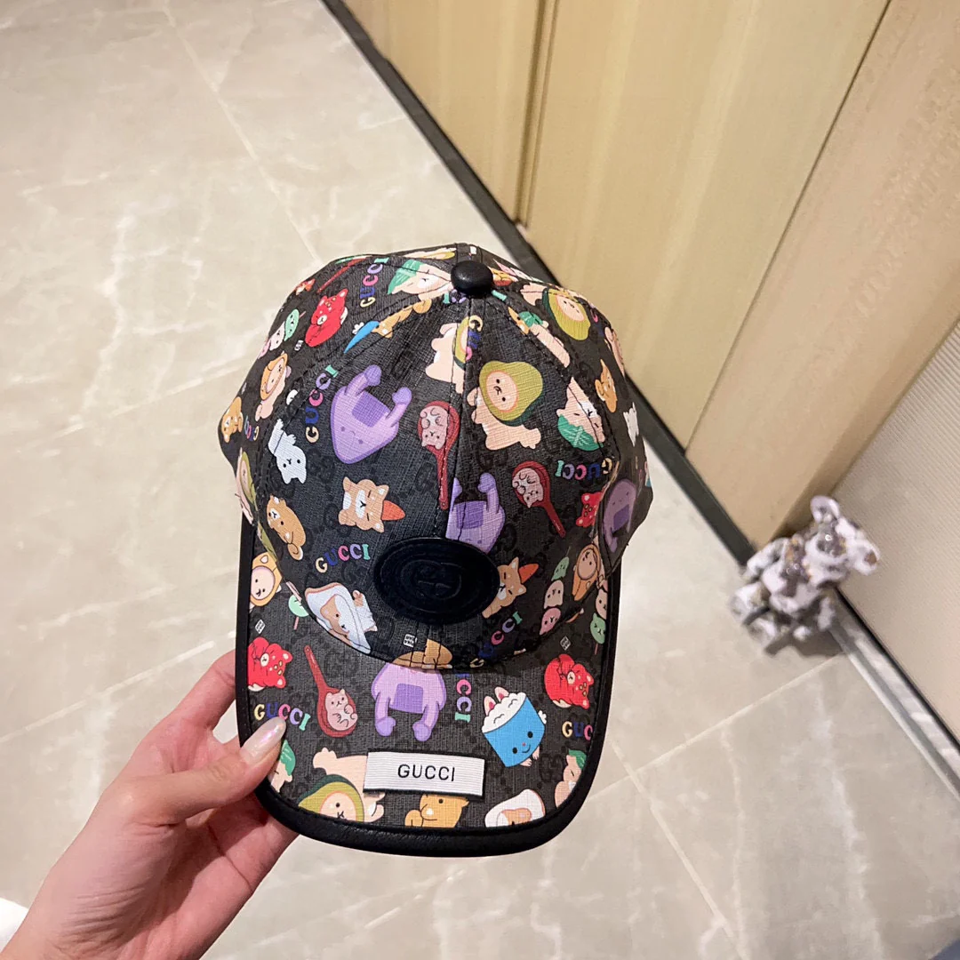 Новая простая бейсболка Gucci 2023 года с кожаной отделкой, черная.
