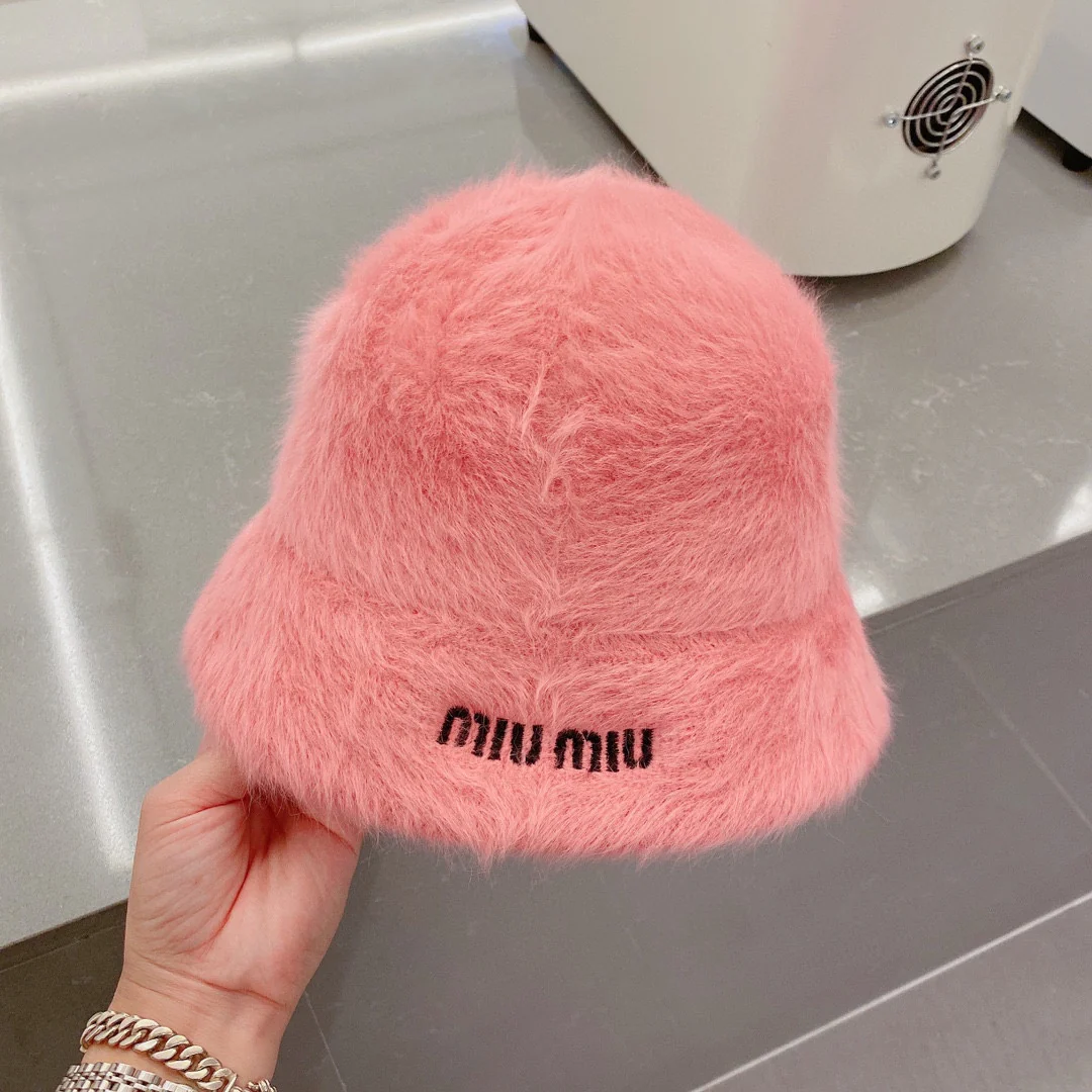 Miu Miu - Рыбацкая шляпа из кроличьего меха - Розовая - 1 шт.