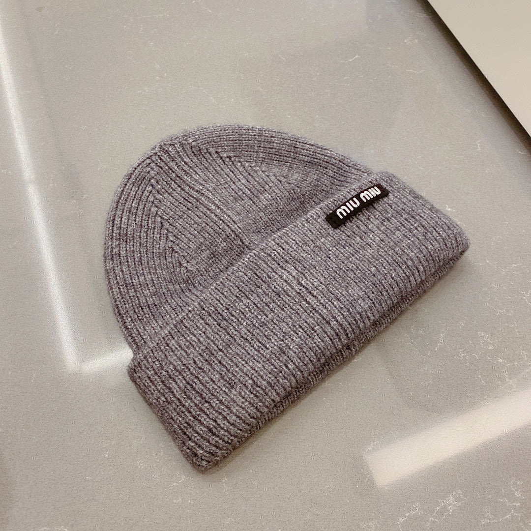 Miu Miu - Вязаная шапка-бини - Унисекс - Серая