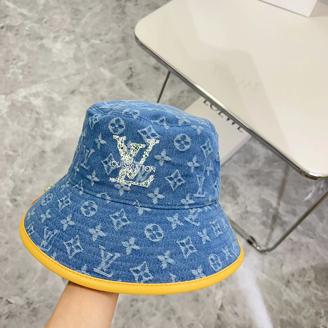 Новая джинсовая панама LV 2024 с кожаной отделкой