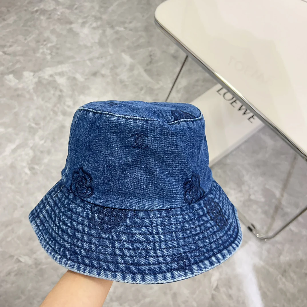 Chanel - Уникальная вышитая ковбойская рыбацкая шляпа - синяя