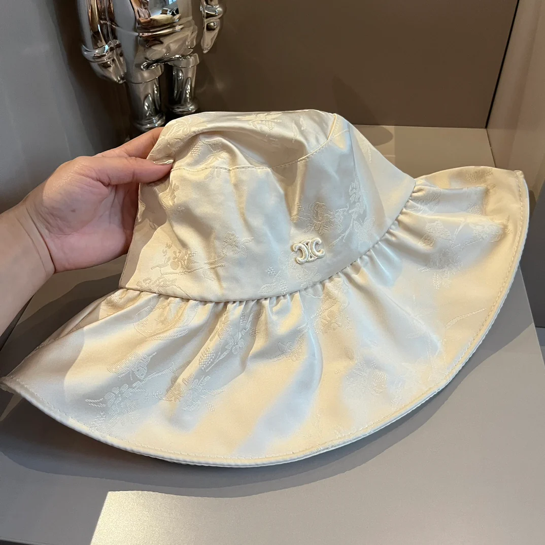 Celine - Новая солнцезащитная шляпа с оборками - Бежевая