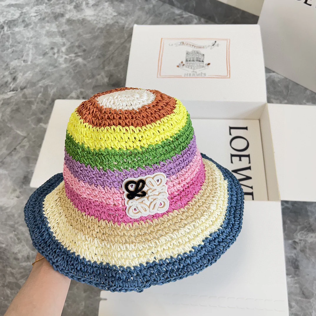 Новая плетеная рыбацкая шляпа LOEWE Rainbow Hollow 2024 — синяя.