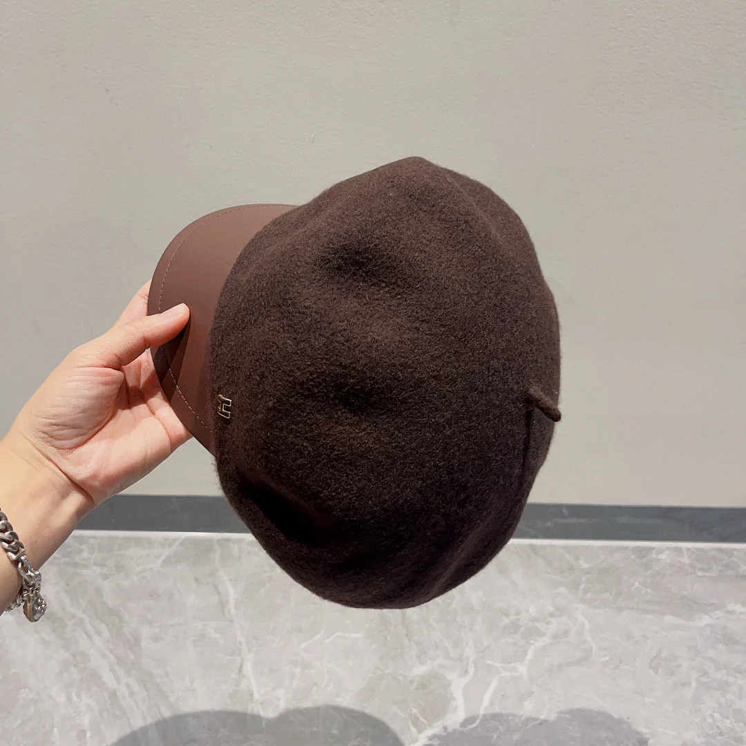 Берет Hermes из шерсти и кожи - коричневый