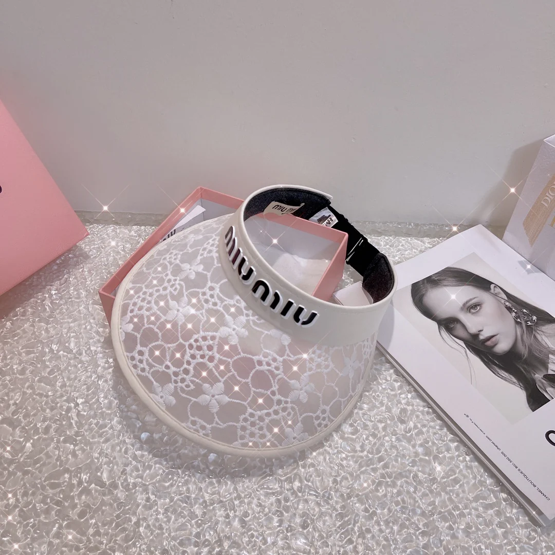 Miu Miu - Прозрачная солнцезащитная шляпа из нежного кружева - 2 цвета - 1 шт.