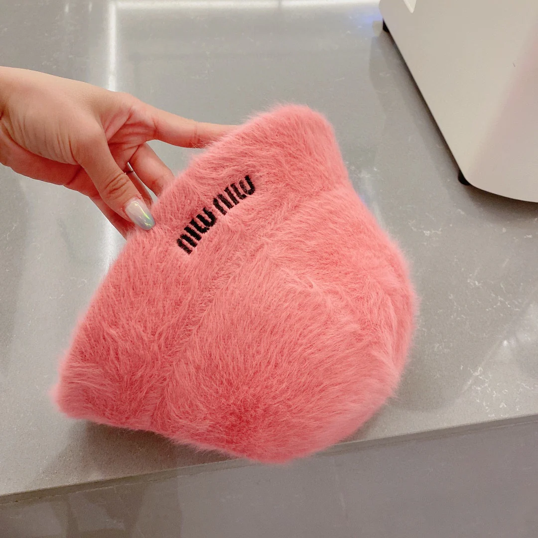 Miu Miu - Рыбацкая шляпа из кроличьего меха - Розовая - 1 шт.