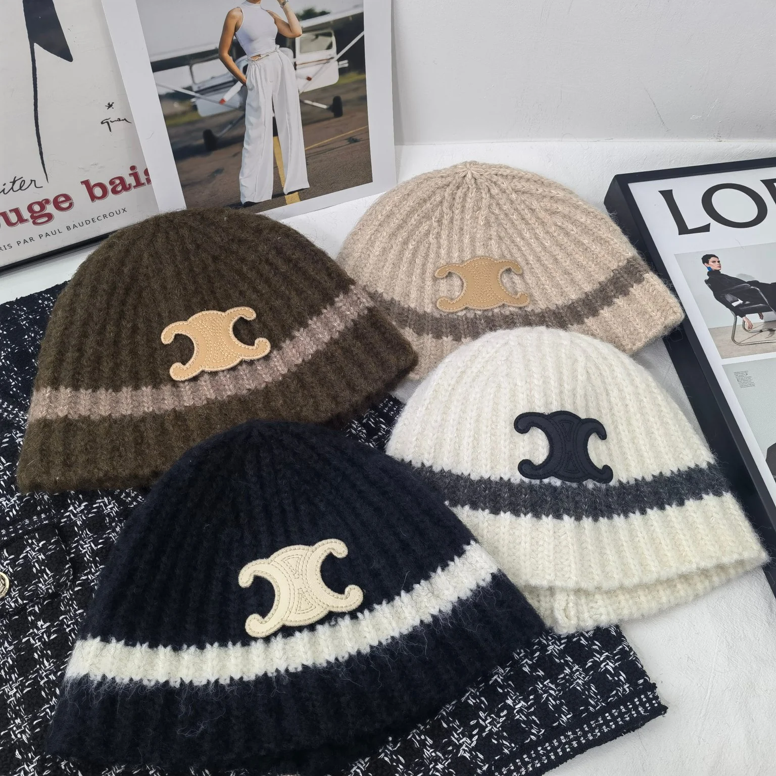 Celine - вязаная панама с цветовыми блоками