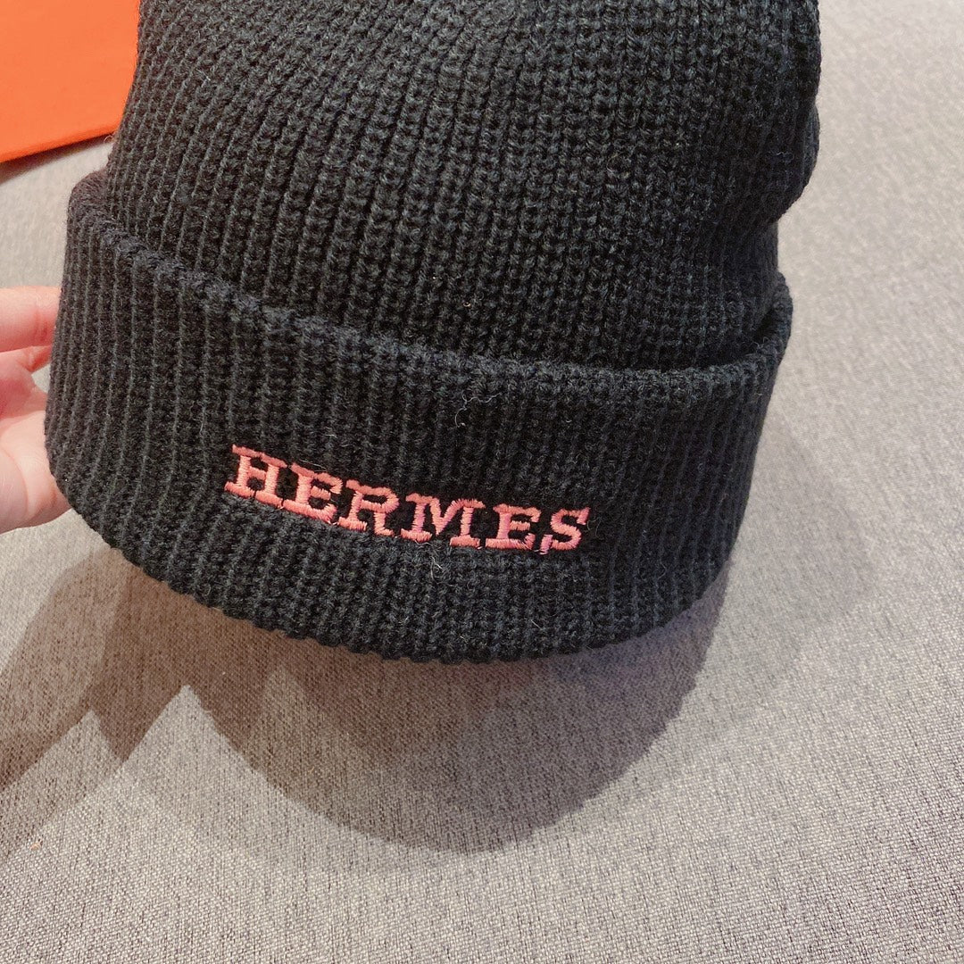 Hermes - Вязаная шапка-бини - Унисекс - Черная