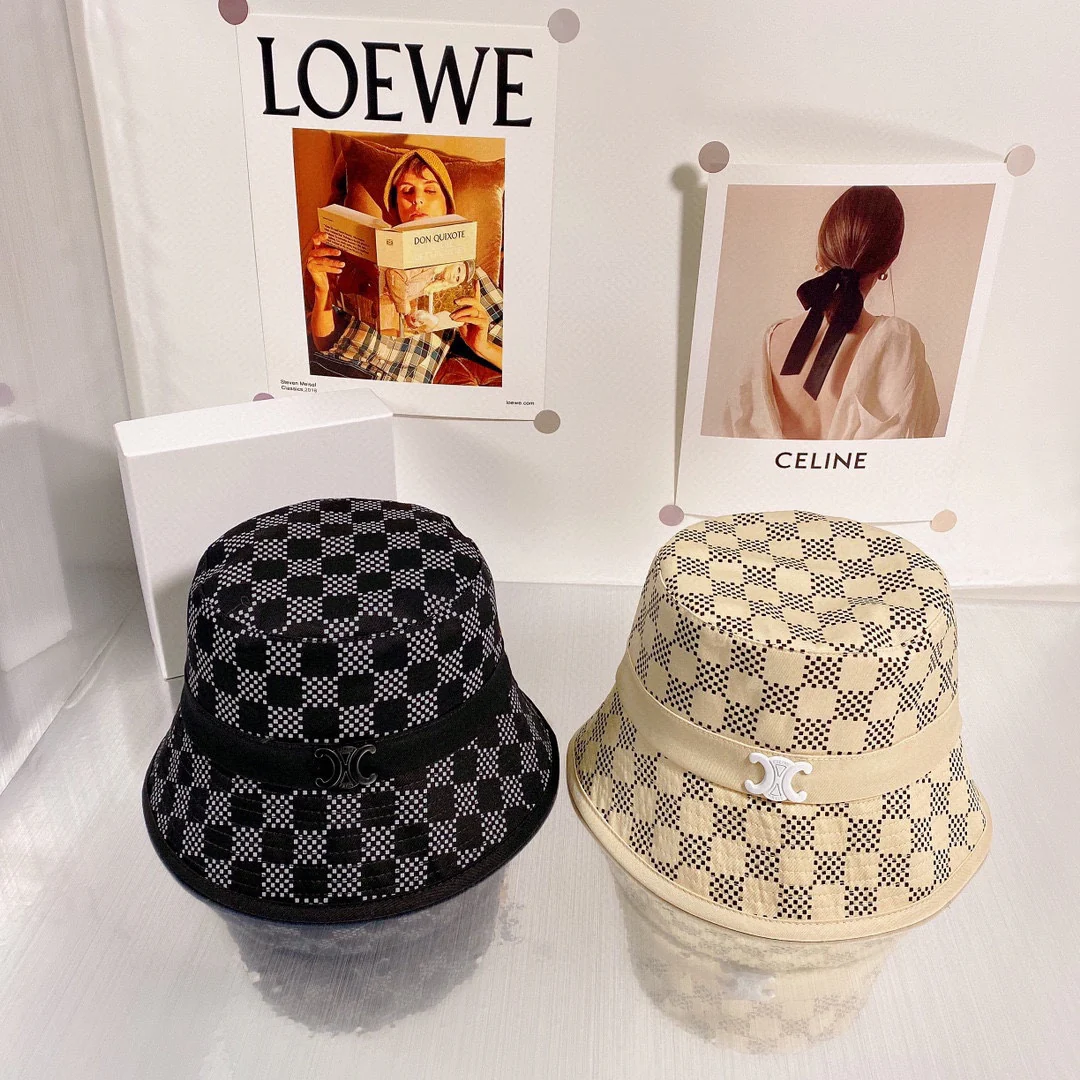 Панама Celine с клетчатым логотипом Триумфальной арки — 2 цвета