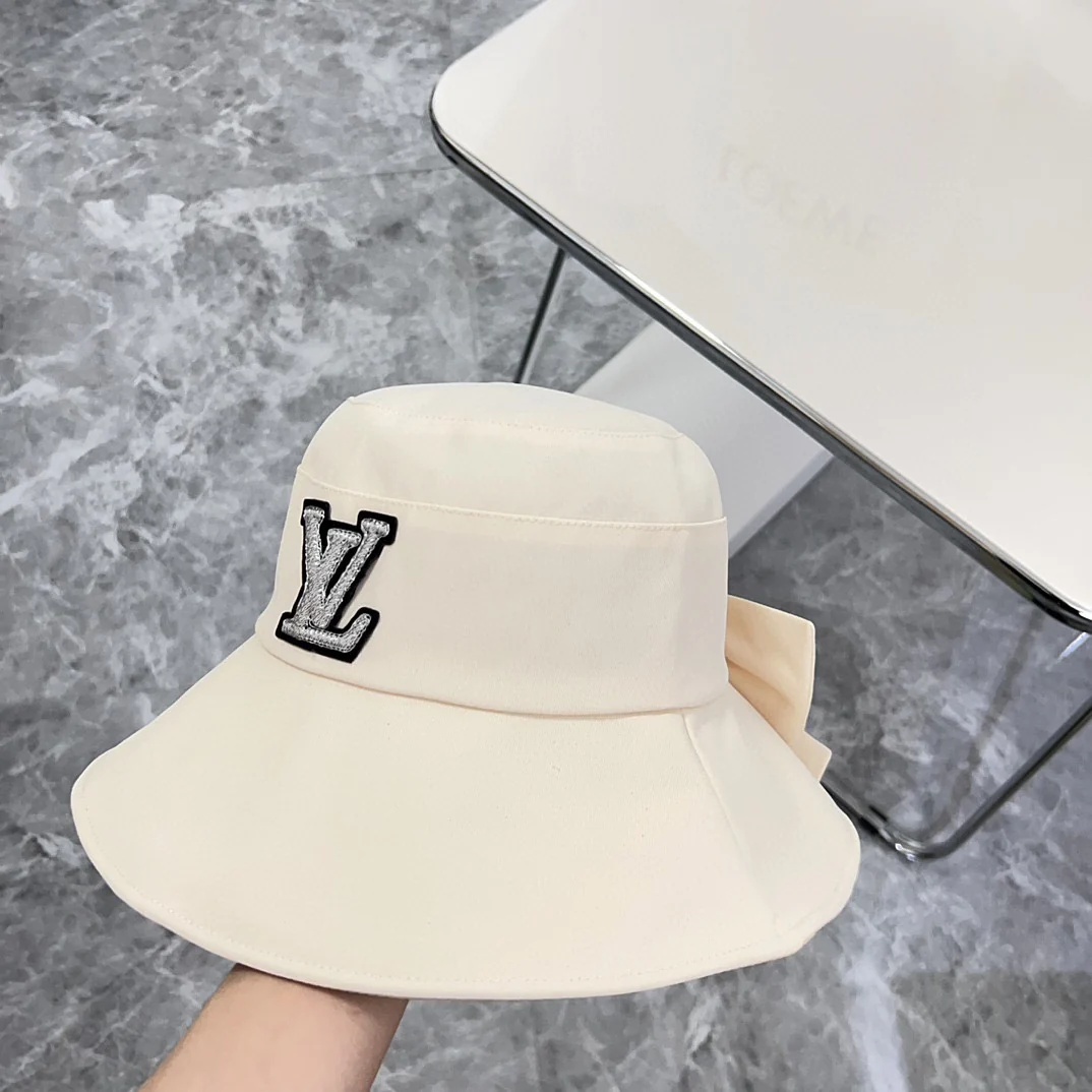Новинка LV 2024 — Солнцезащитная шляпа с бабочкой — Белая