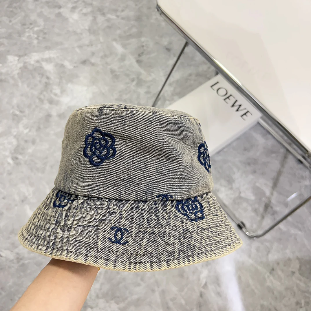 Chanel - Уникальная вышитая ковбойская рыбацкая шляпа - серая