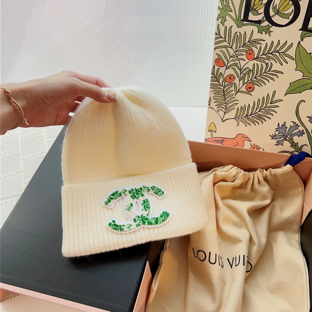 Chanel - Вязаная шапка-бини - Белая - 2