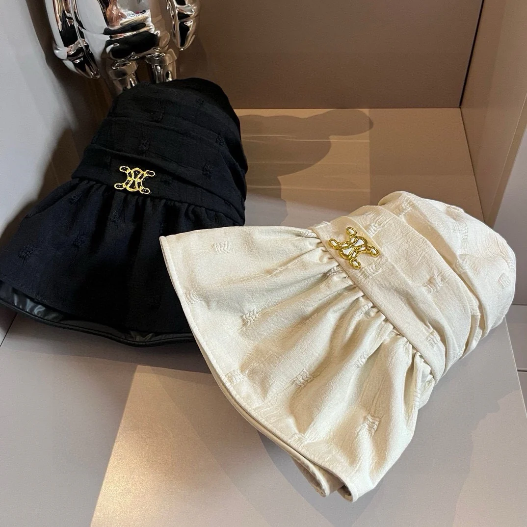 Celine - Солнцезащитная шляпа с оборками - Белая