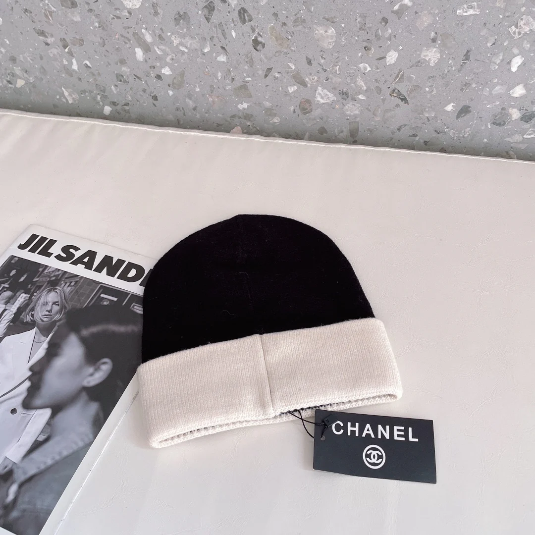 Chanel - Вязаная шапка-бини - Унисекс - Популярно на Xiaohongshu - Черная