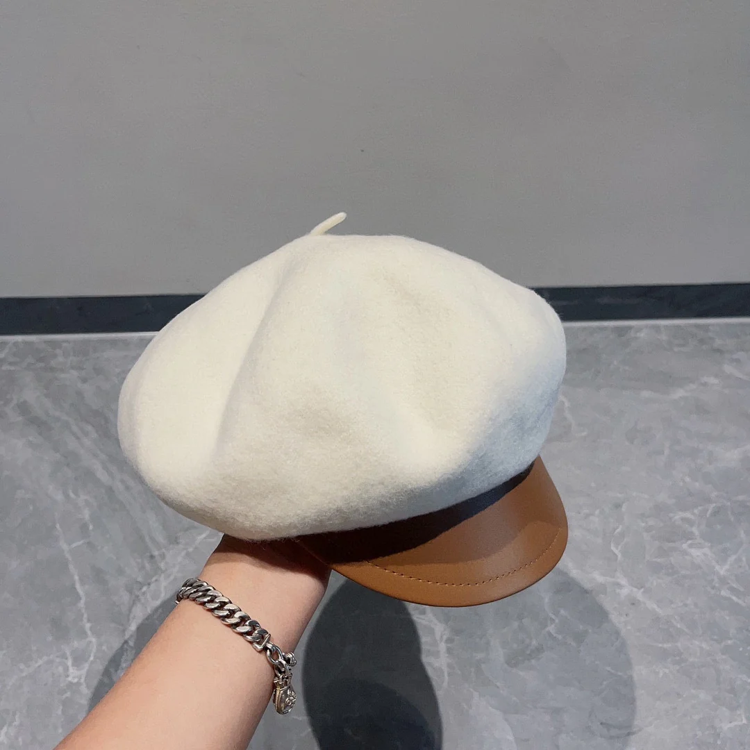 Берет Hermes из шерсти и кожи - белый