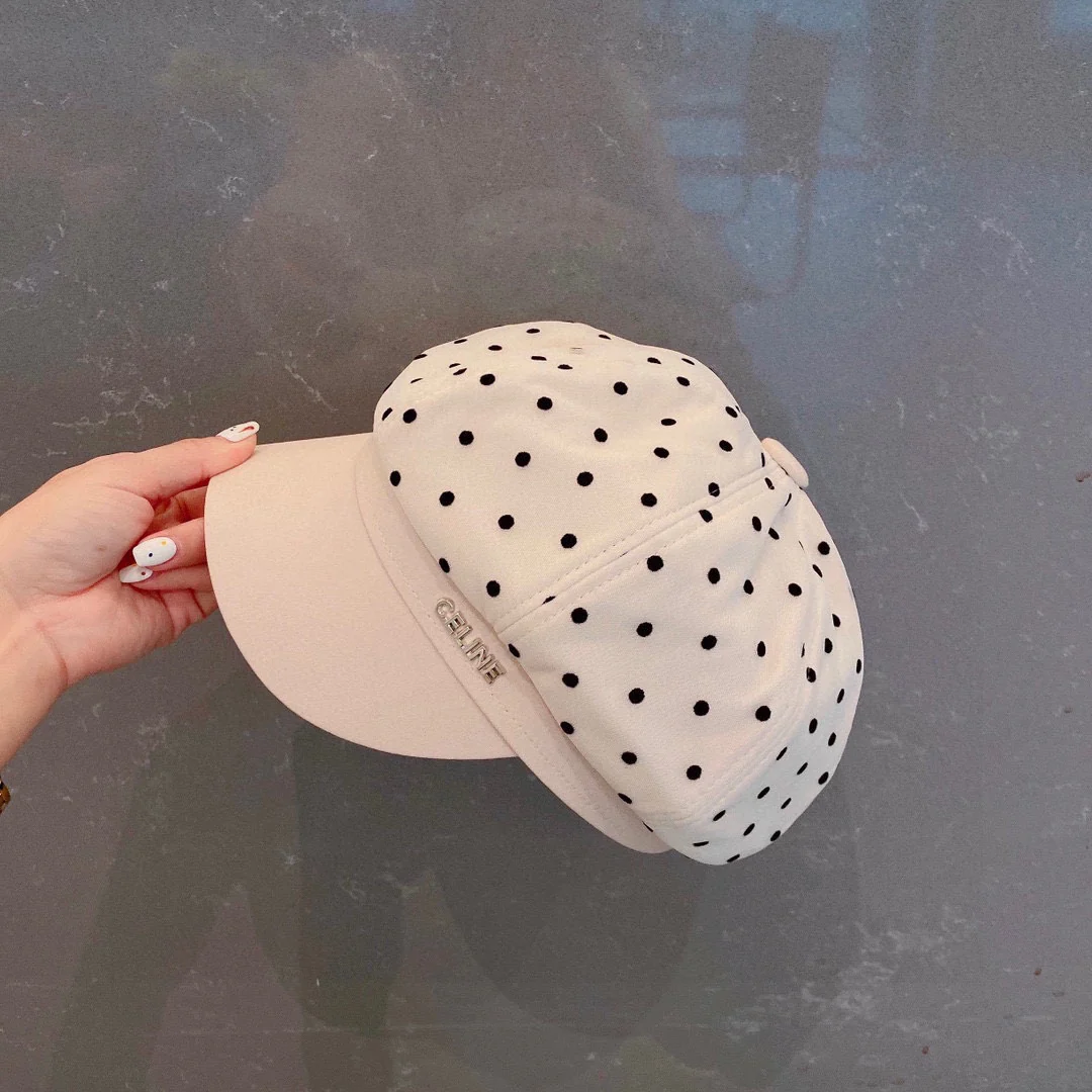 Celine - Берет в горошек - Белый