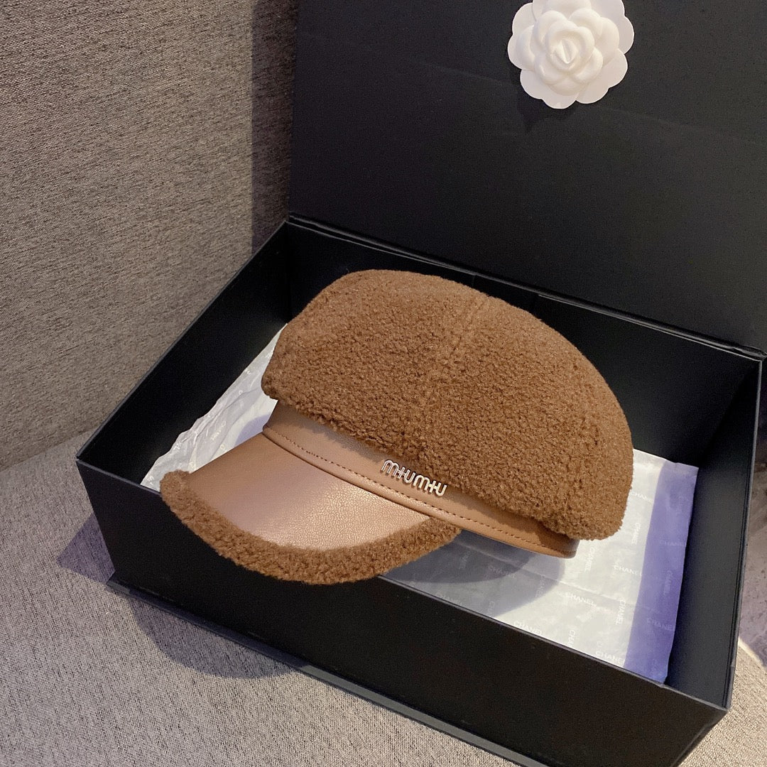 Берет Miu Miu из овечьей шерсти - коричневый