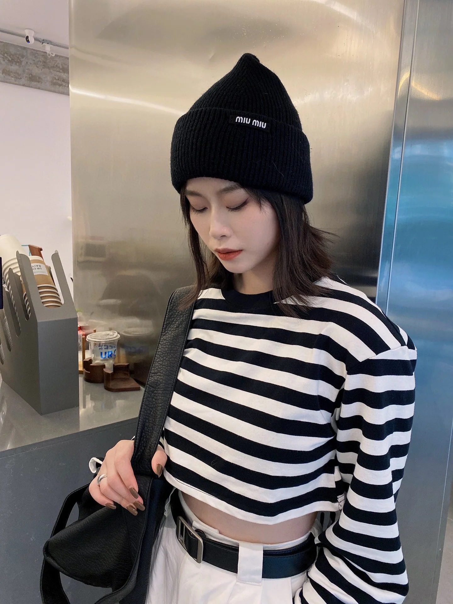 Вязаная шапка Miu Miu - Унисекс - Черная