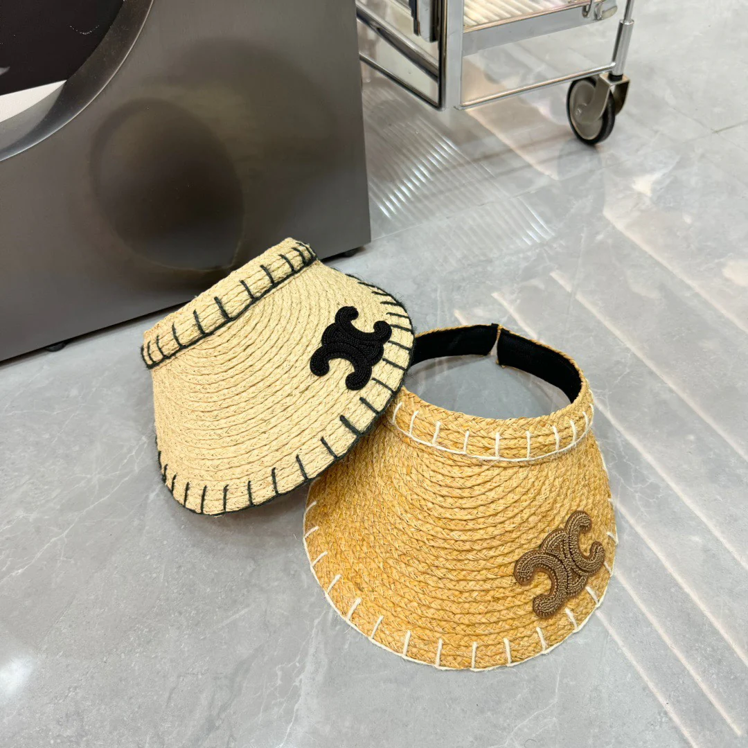 Celine - Новая плетеная панама с линейным дизайном