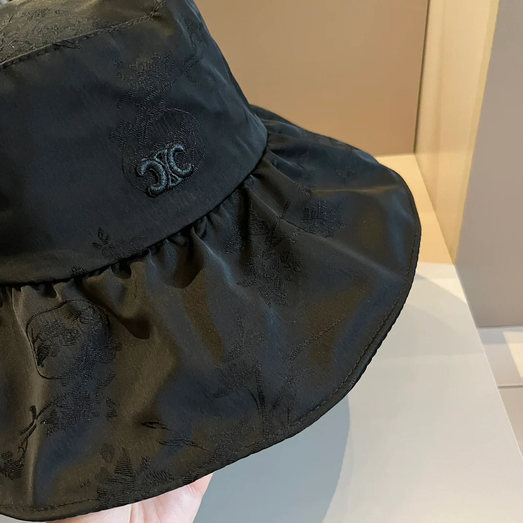 Celine - Новая солнцезащитная шляпа с оборками - Черная