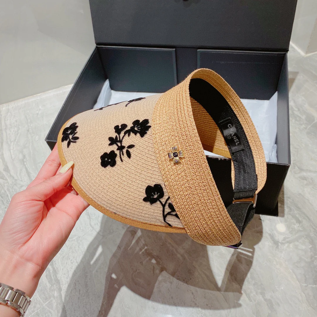 Солнцезащитная шляпа Chanel - Открытый жилет - Абрикосовый - 1