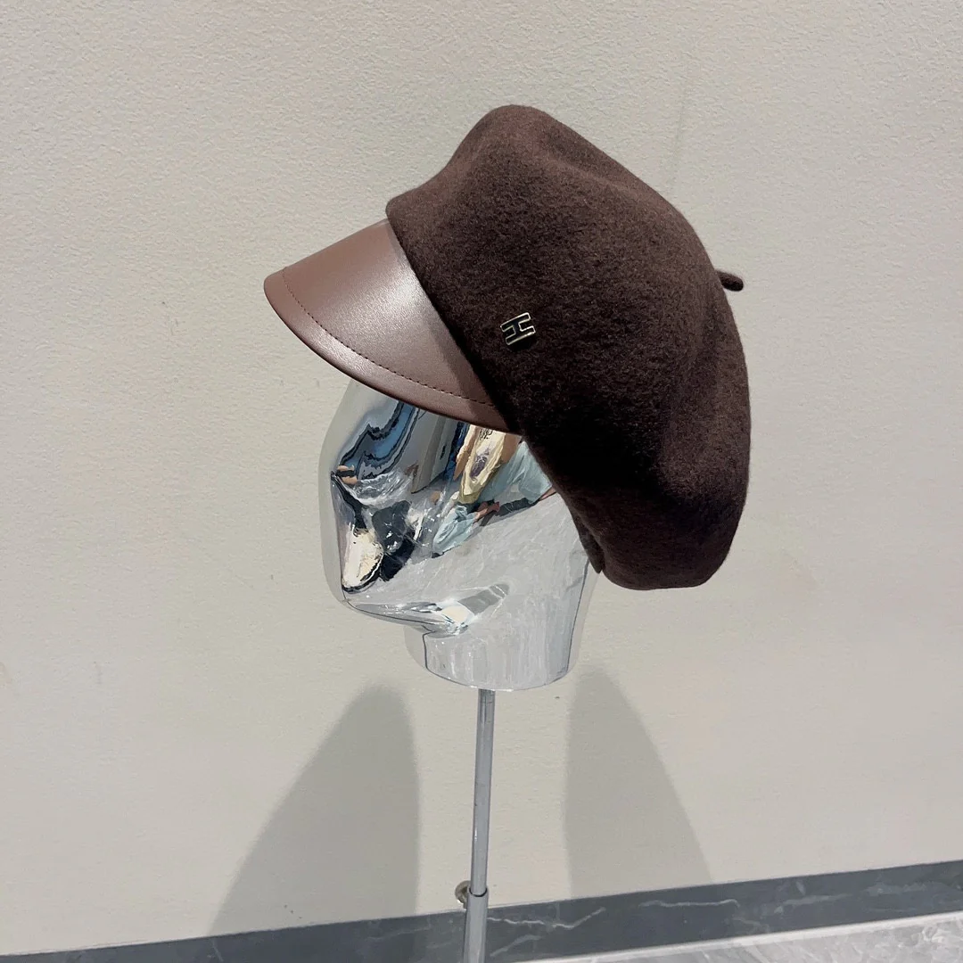 Берет Hermes из шерсти и кожи - коричневый