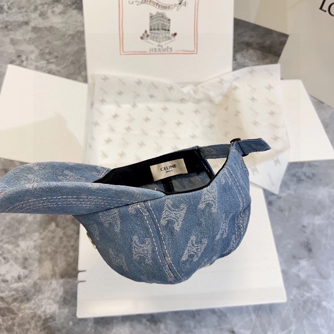 Бейсболка Celine 2024 New Retro Denim Baseball Cap - синяя