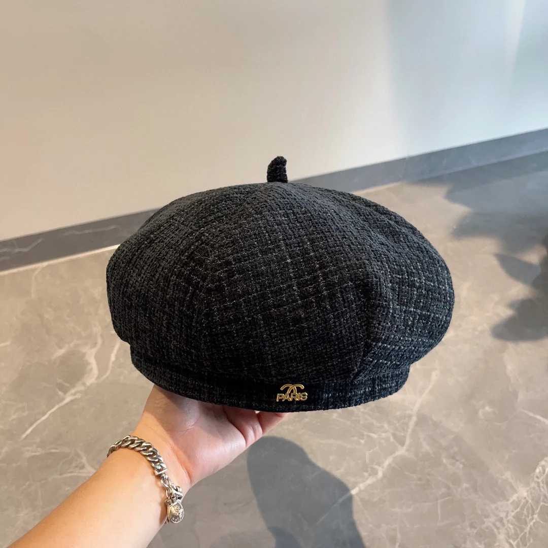 Плетеный берет Chanel - черный