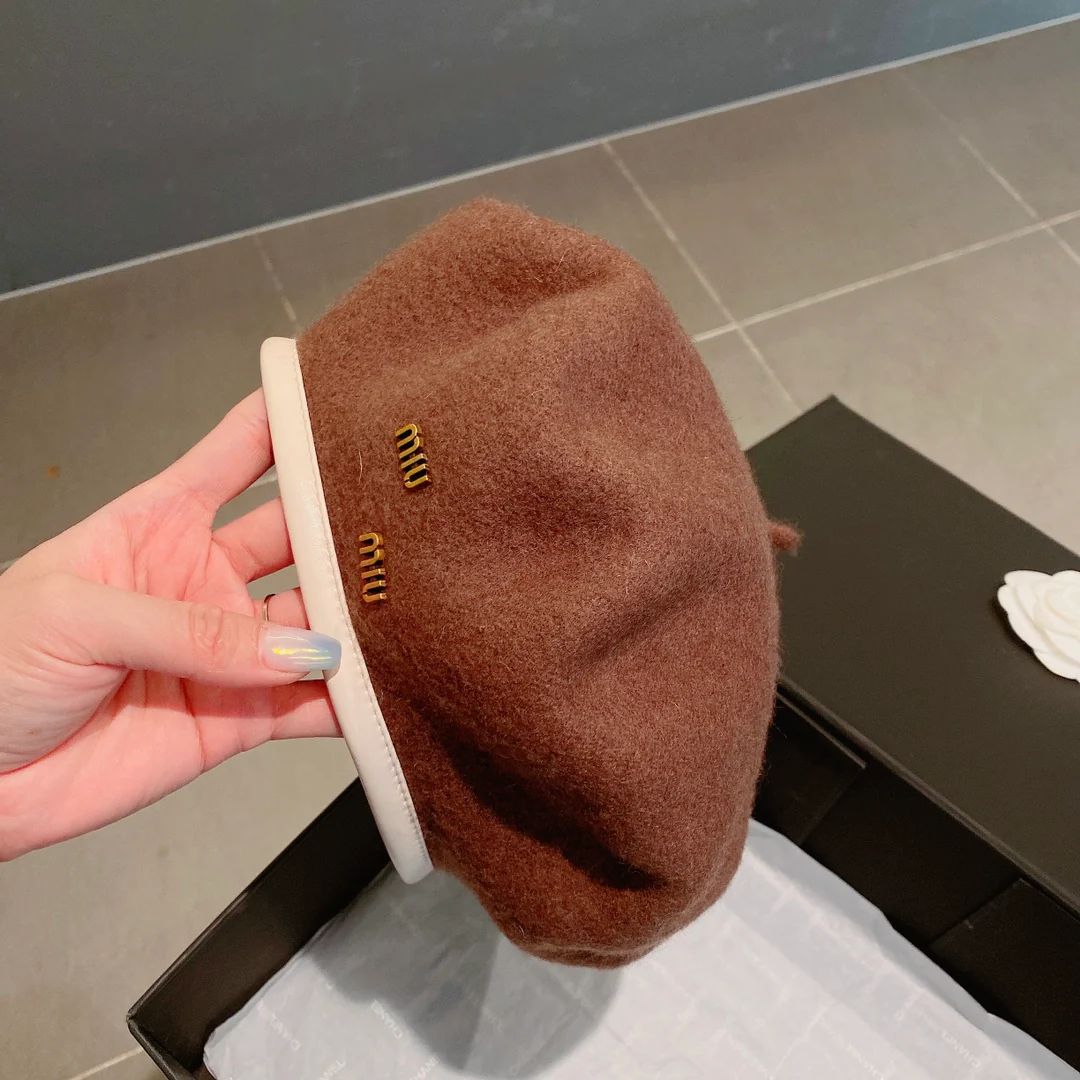 Шерстяной берет Miu Miu - коричневый