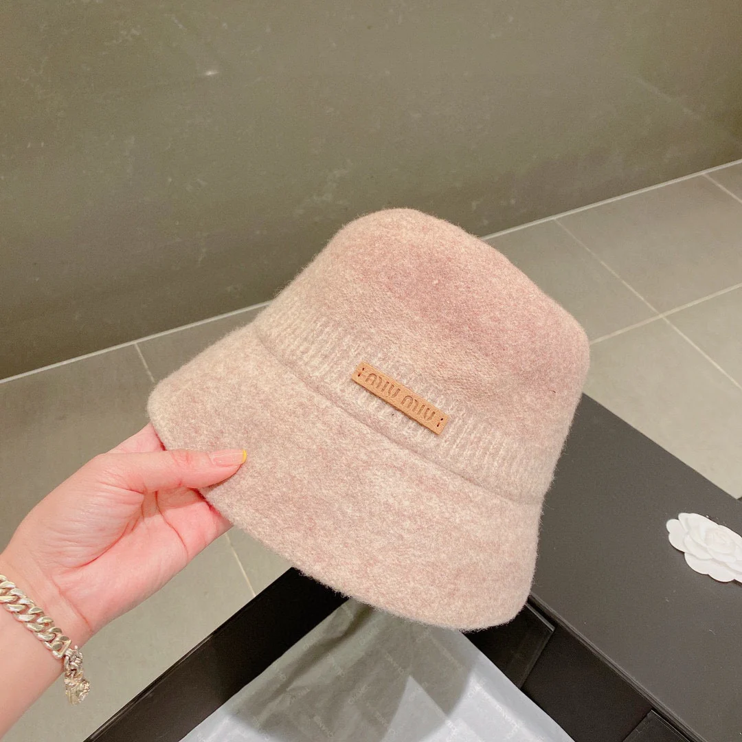 Miu Miu - Шерстяная градиентная рыбацкая шляпа - Абрикосовый цвет