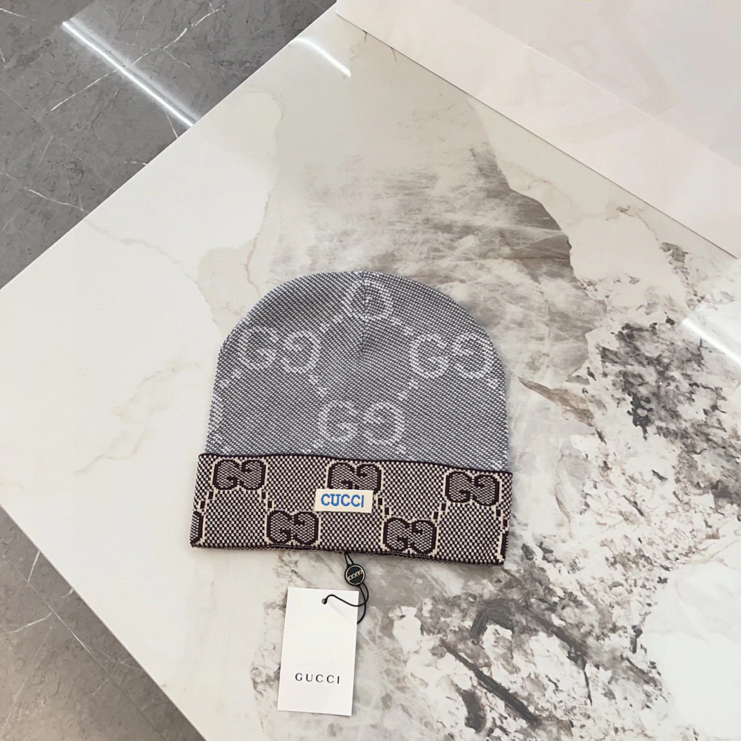 Gucci - Вязаная шапка с цветовыми блоками - Серая