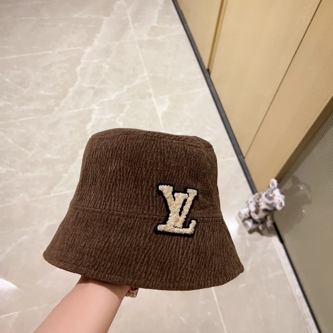 Новая вельветовая панама LV 2023 года - Кофейный цвет