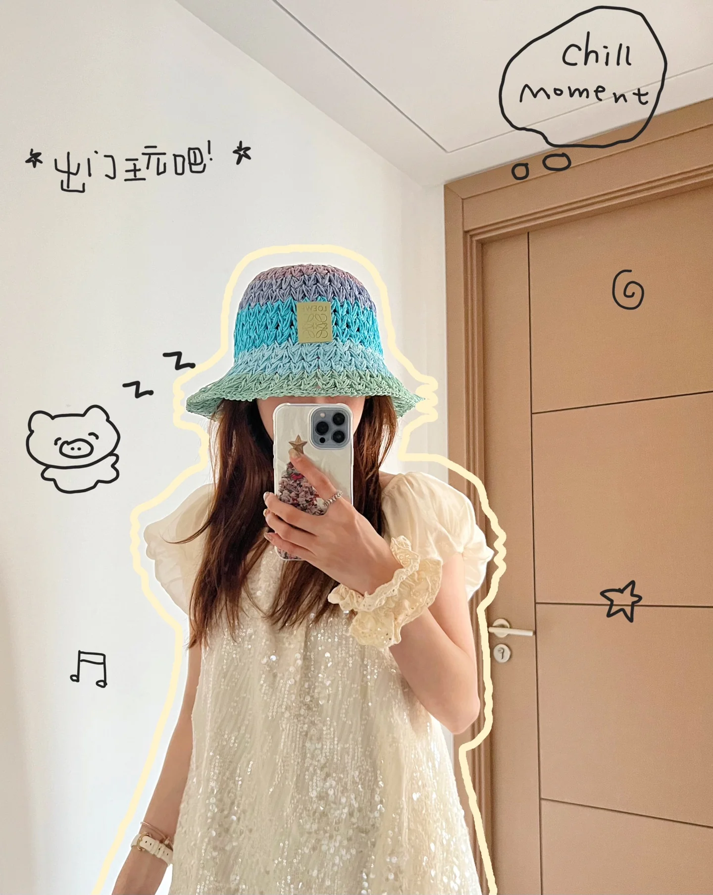 Вязаная солнцезащитная шляпа LOEWE - синяя