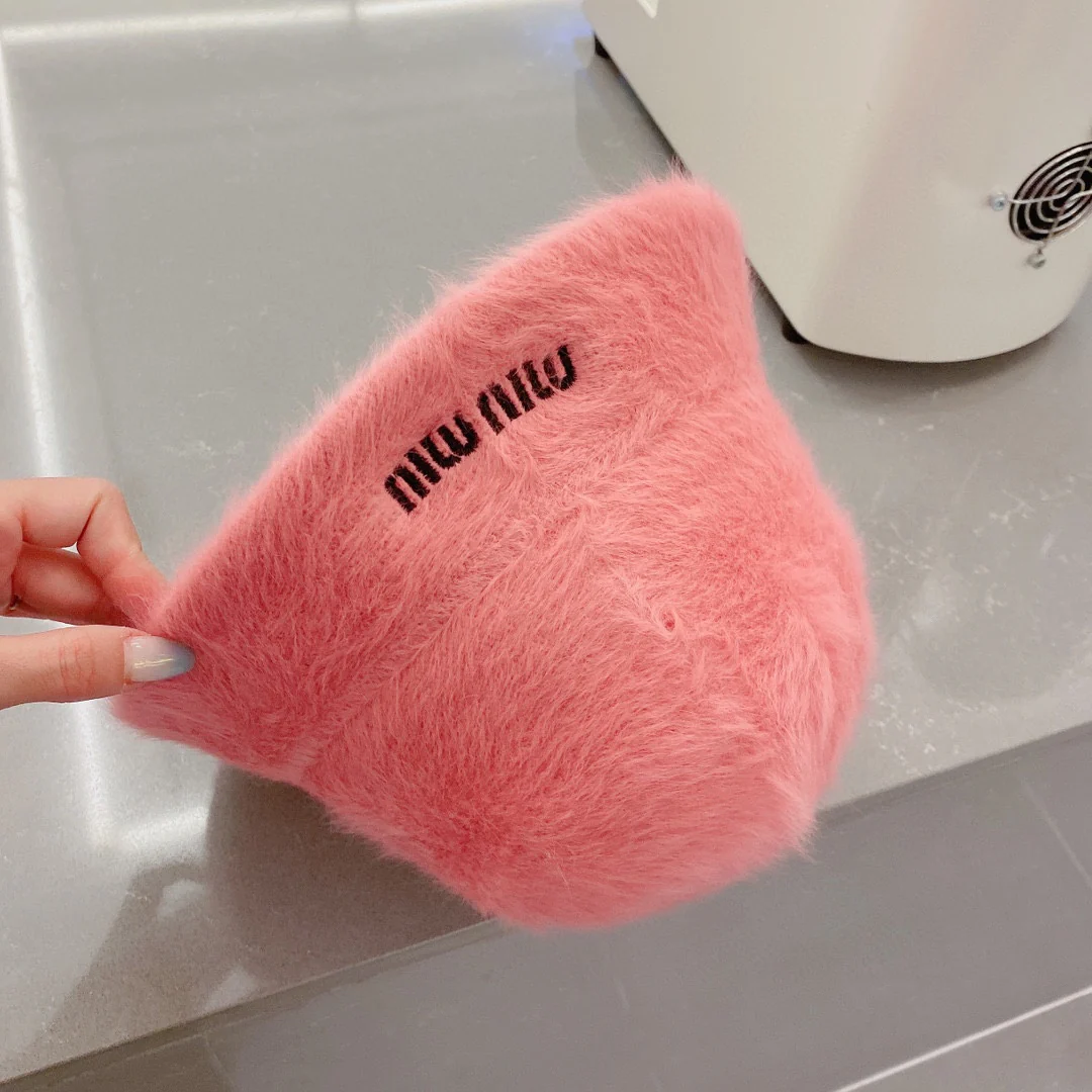 Miu Miu - Рыбацкая шляпа из кроличьего меха - Розовая - 1 шт.