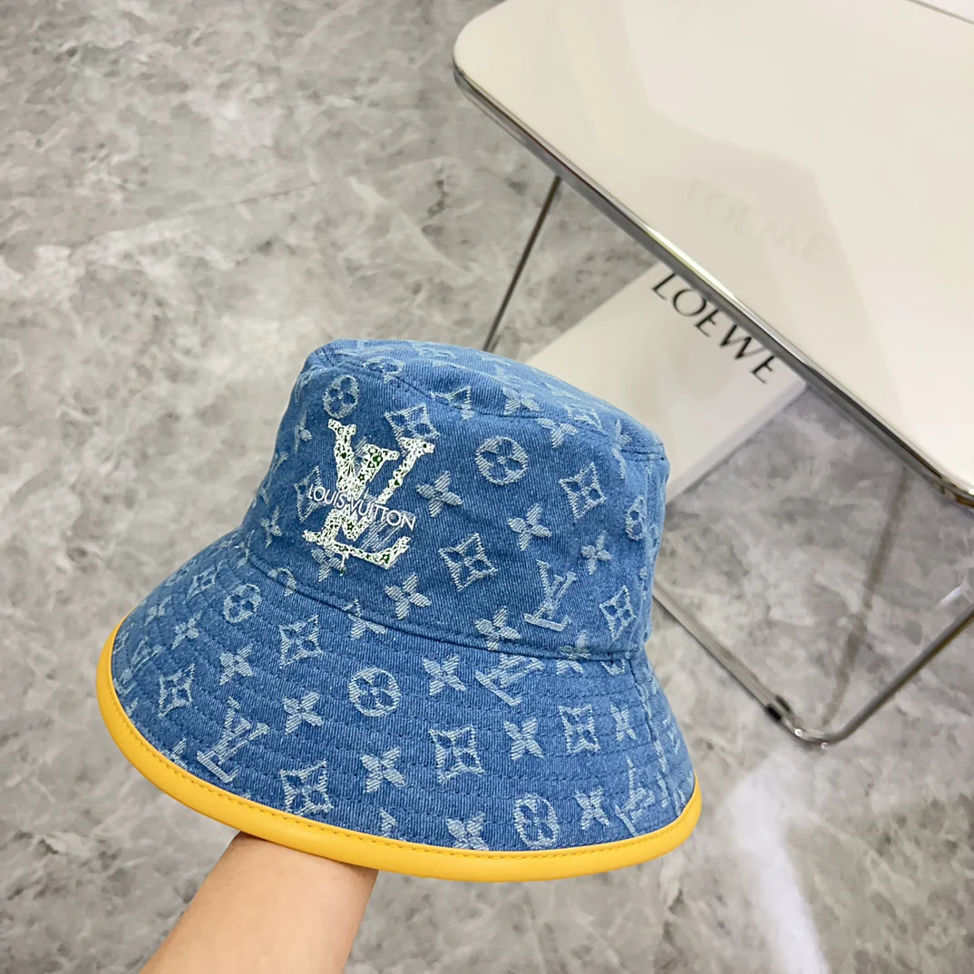 Новая джинсовая панама LV 2024 с кожаной отделкой