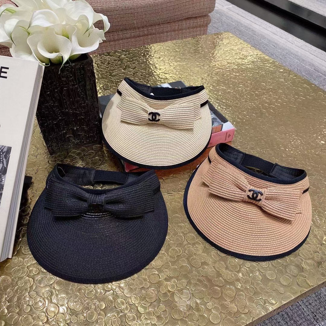 Пляжная шляпа Chanel с плетеным бантом - идеально подходит для пляжа - 2 шт.