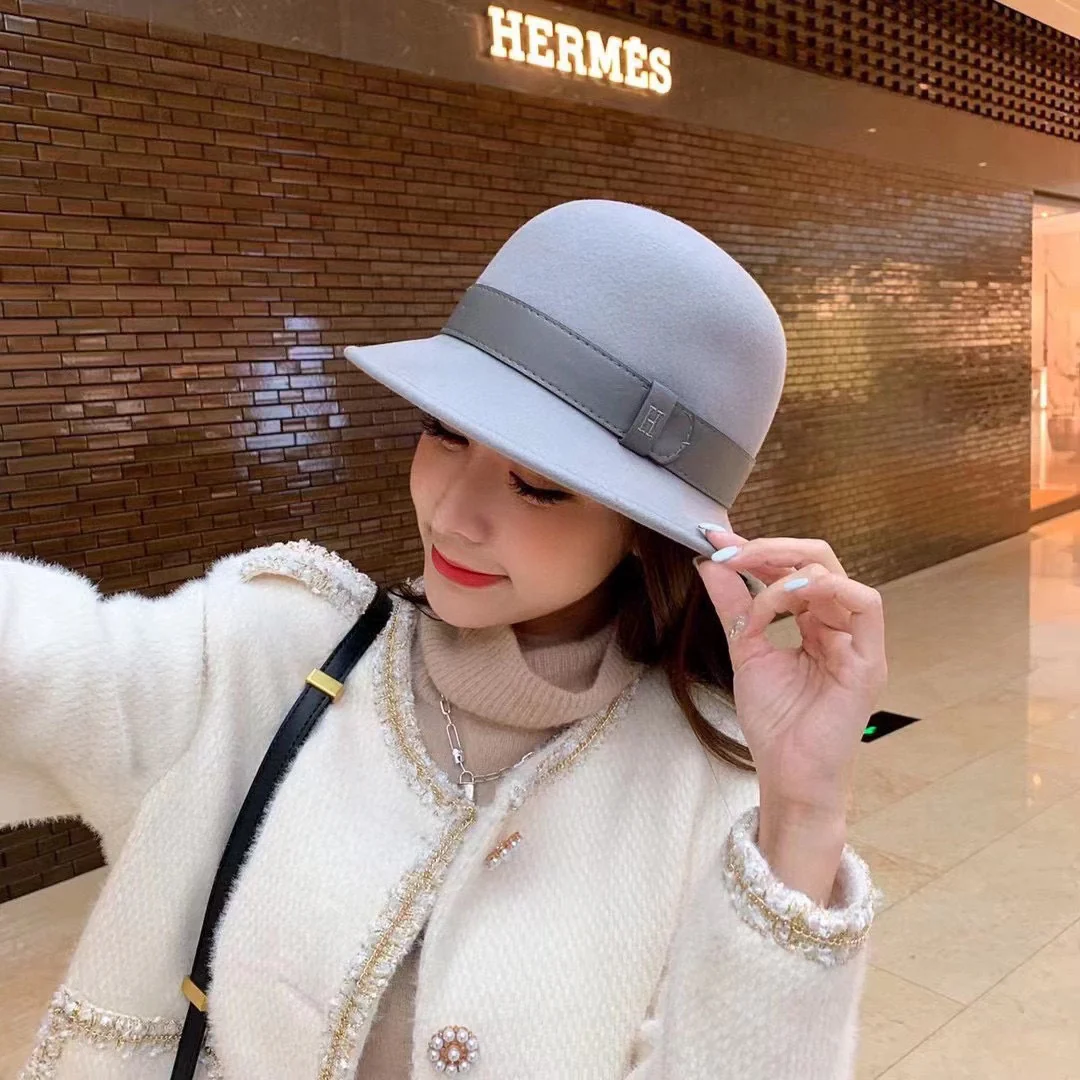 Шерстяная шляпа Hermes - серая
