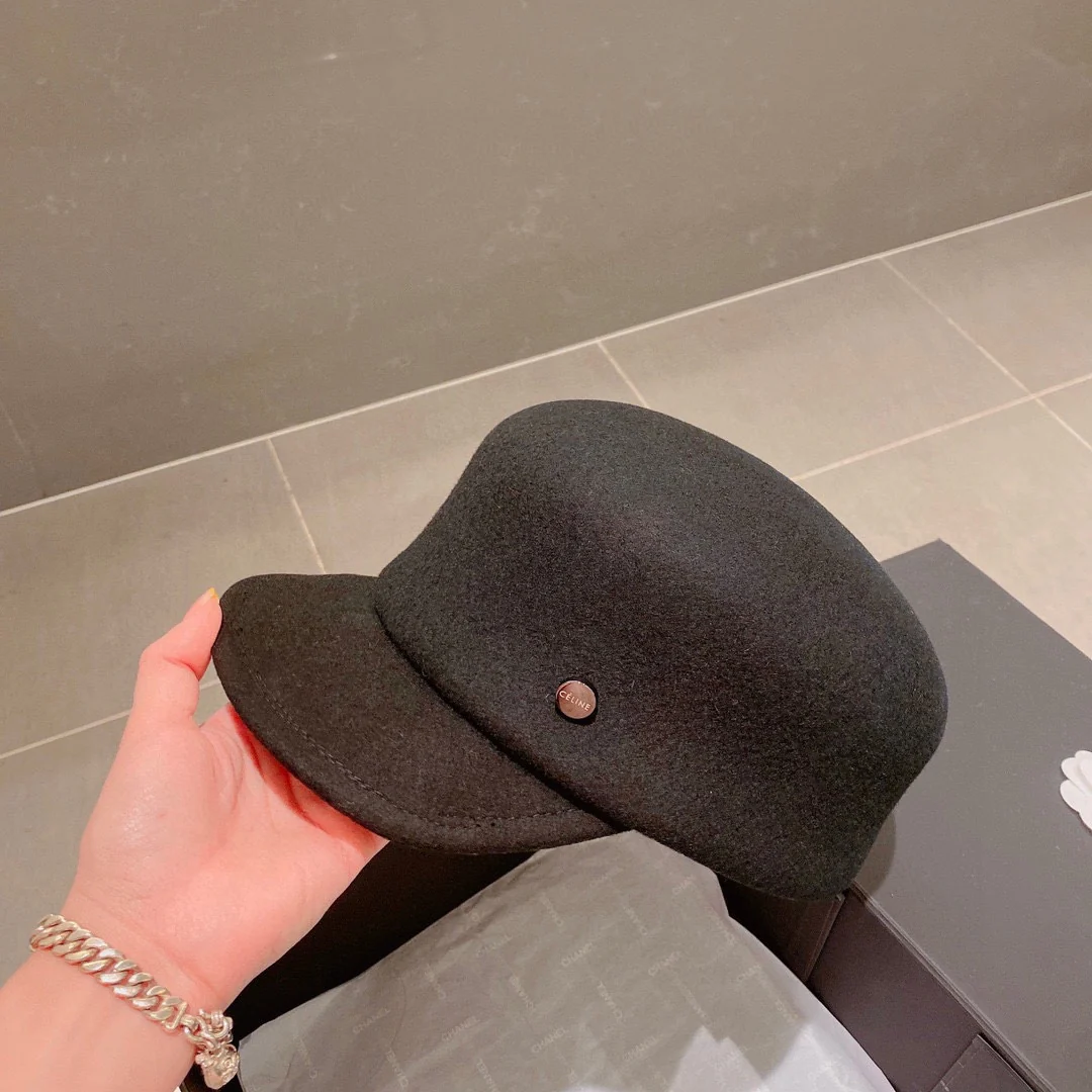 Шерстяная бейсболка Celine - черная - 1