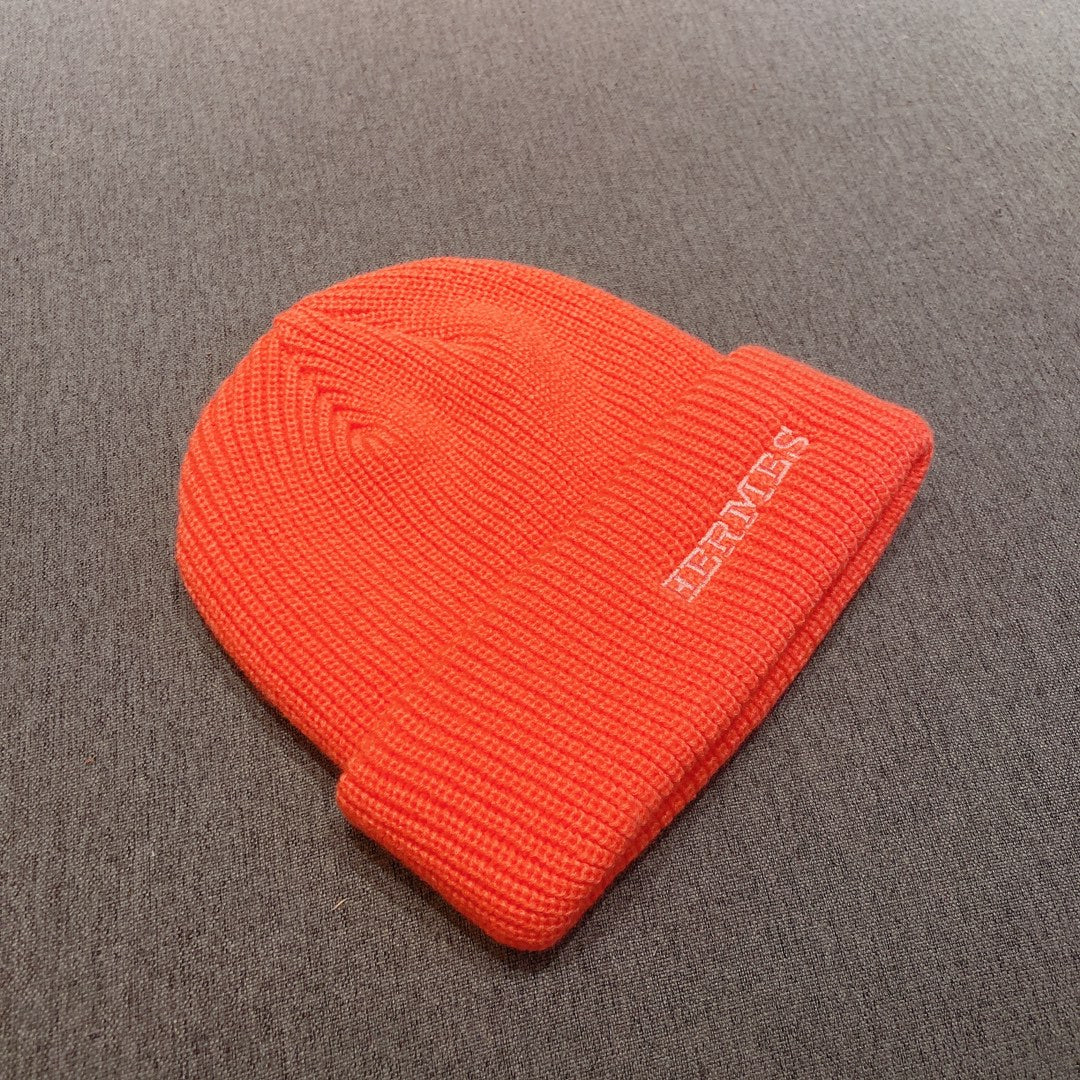 Вязаная шапка Hermes - унисекс - оранжевая