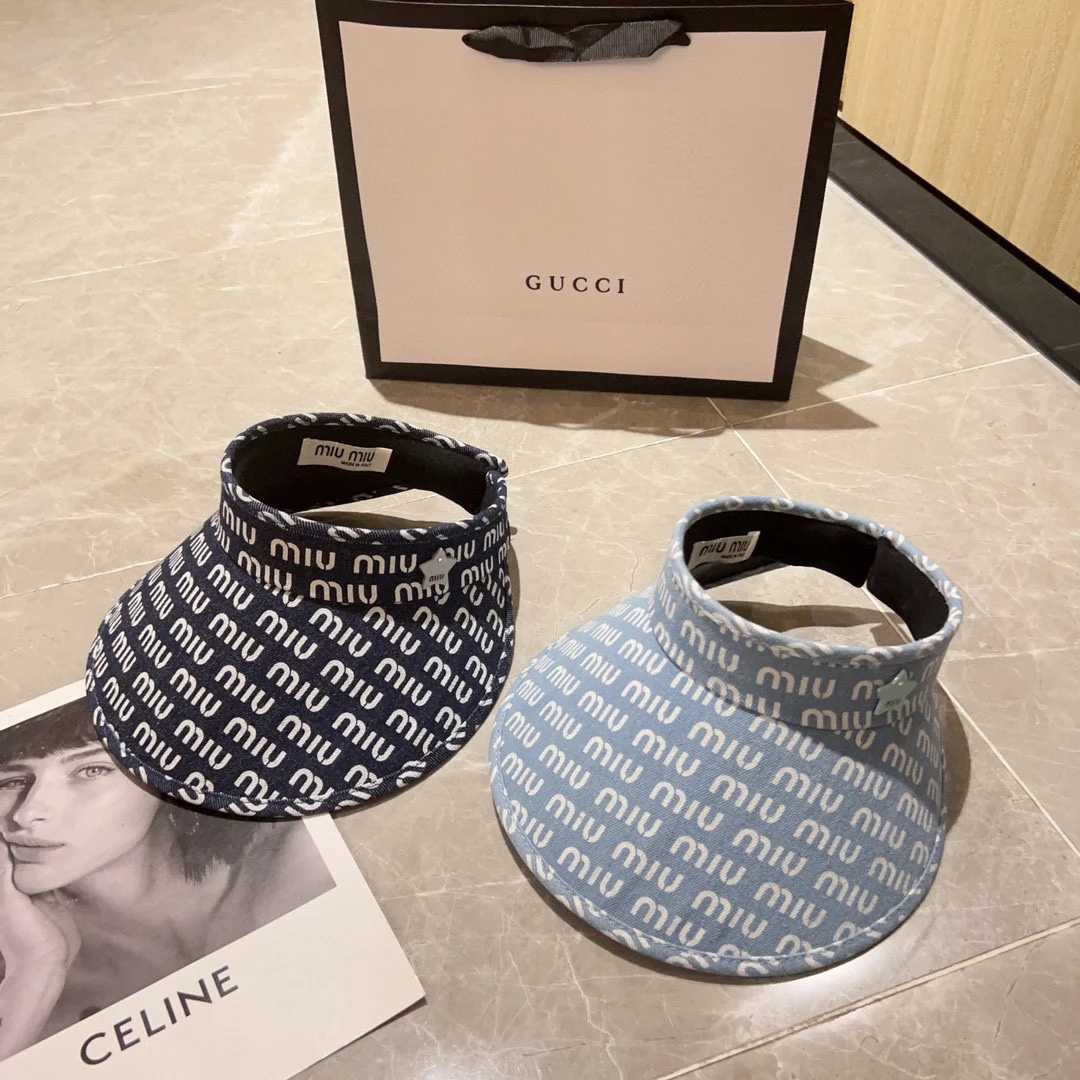 Новинка лета 2023 от Miu Miu - Козырек - Солнцезащитная шляпа - Темно-синий