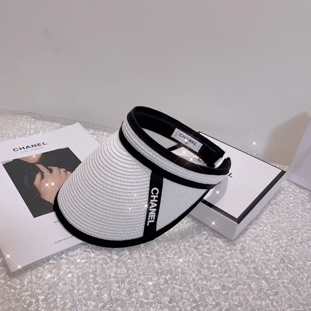 Солнцезащитная шляпа Chanel - Открытый жилет - Белый - 1