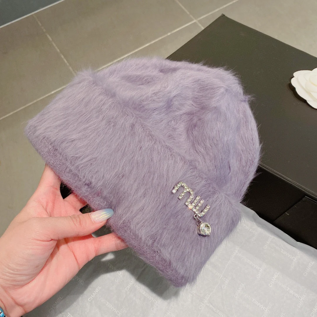 Miu Miu - Шапка из кроличьего меха - Фиолетовая