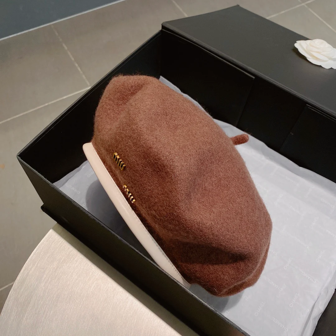 Шерстяной берет Miu Miu - коричневый