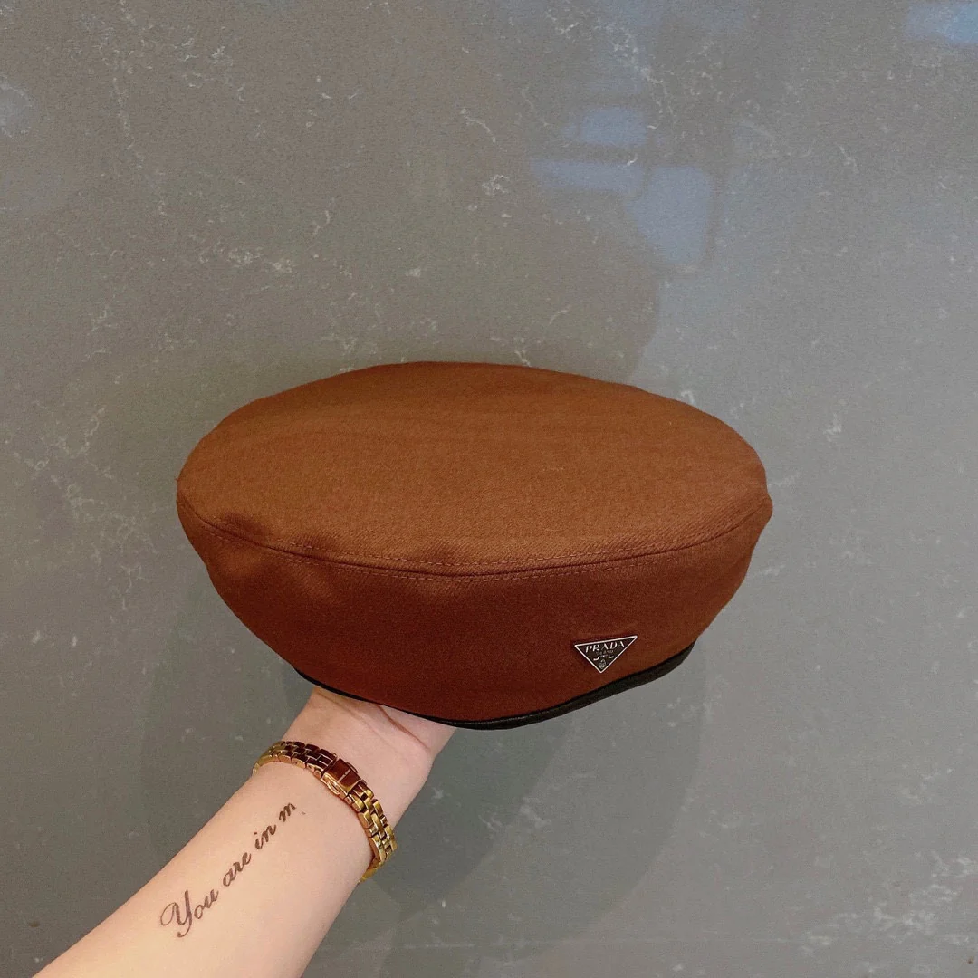 Шерстяной берет Prada, коричневый - 1