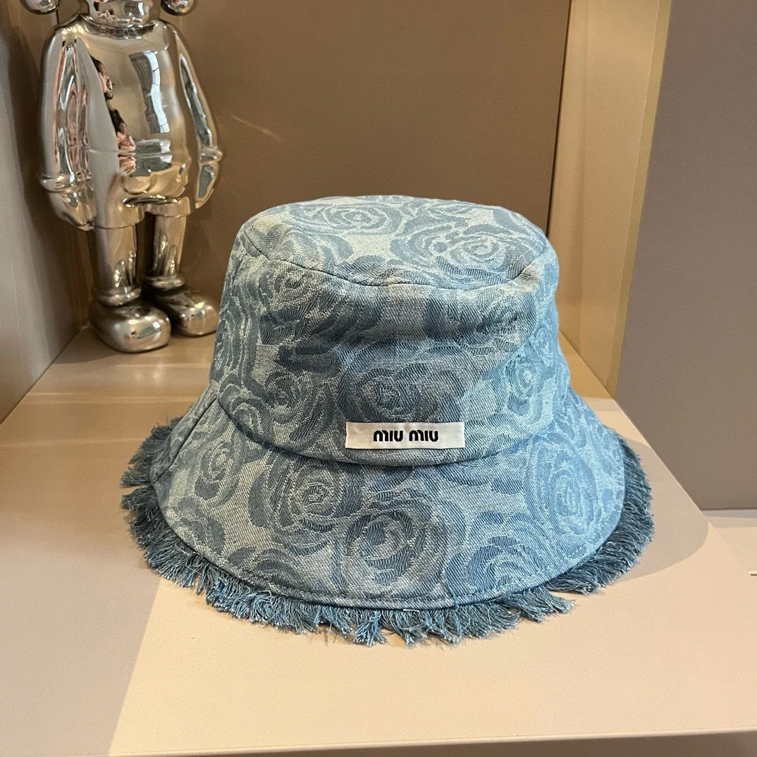 Панама Miu Miu Rose Cowboy Buckboy Hat - синяя