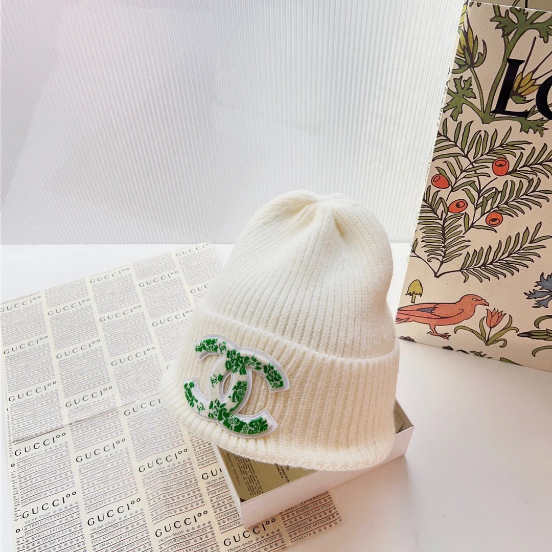 Chanel - Вязаная шапка-бини - Белая - 2