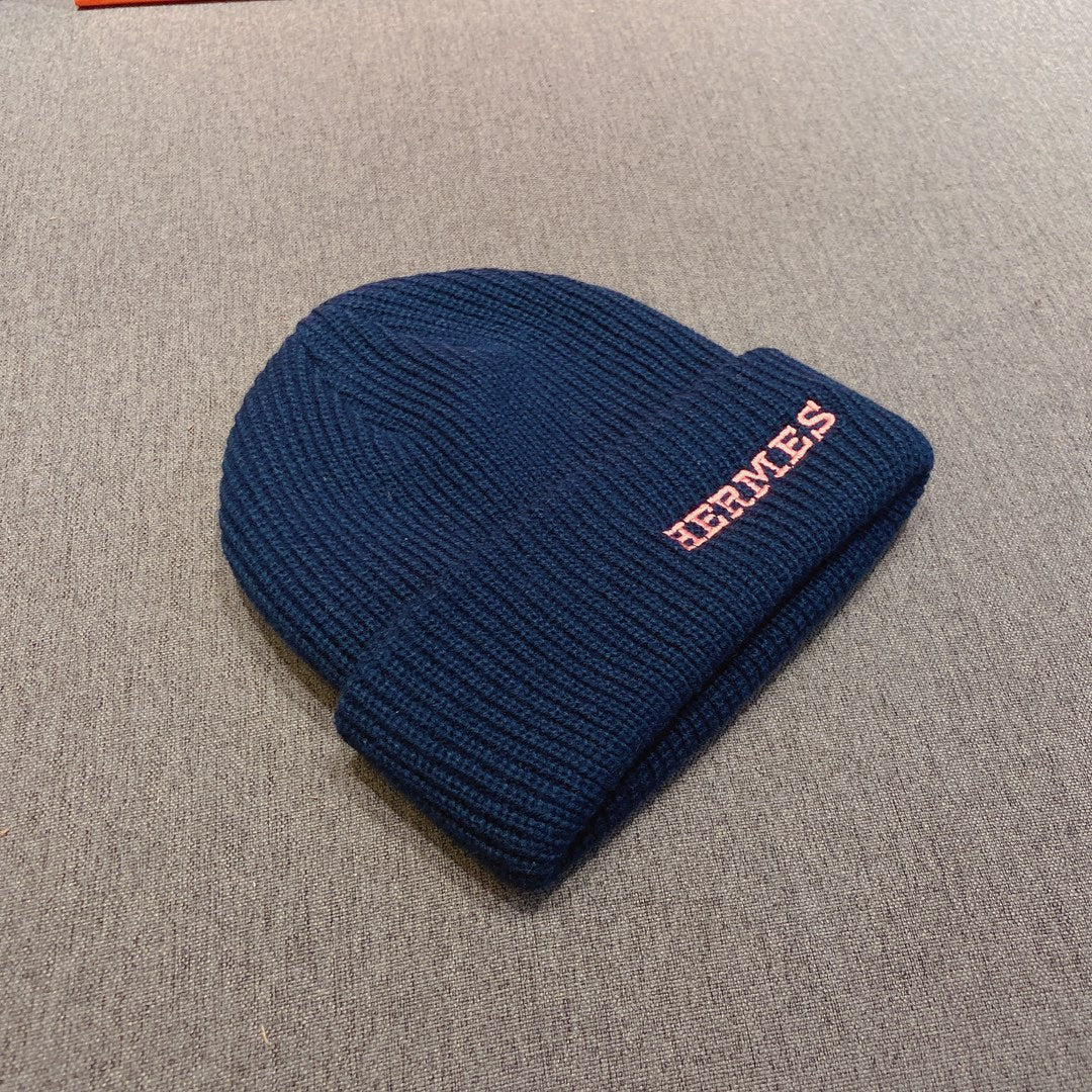 Hermes - Вязаная шапка-бини - Унисекс - Синяя